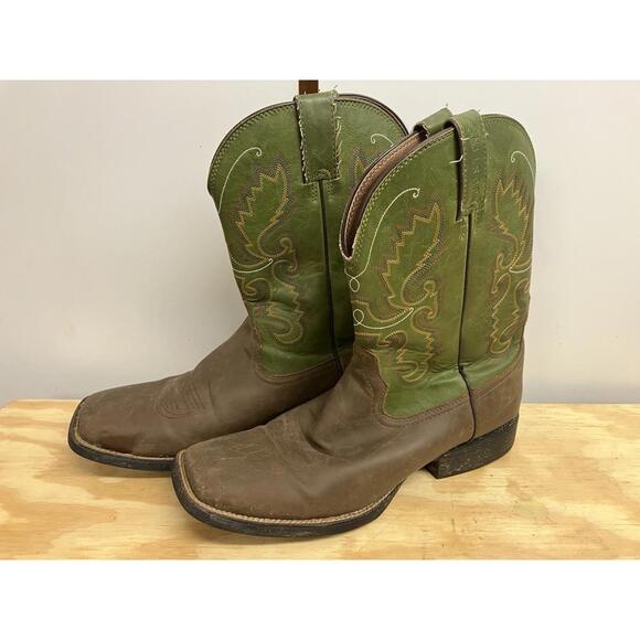 Cowboy Boots Justin Farm Ranch Faux Leather Square Toe